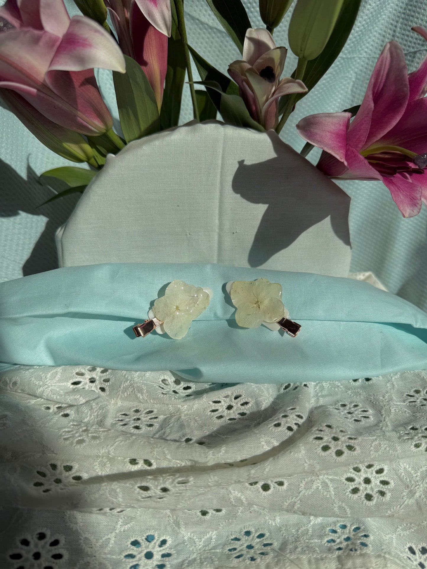 Hydrangea hair clips