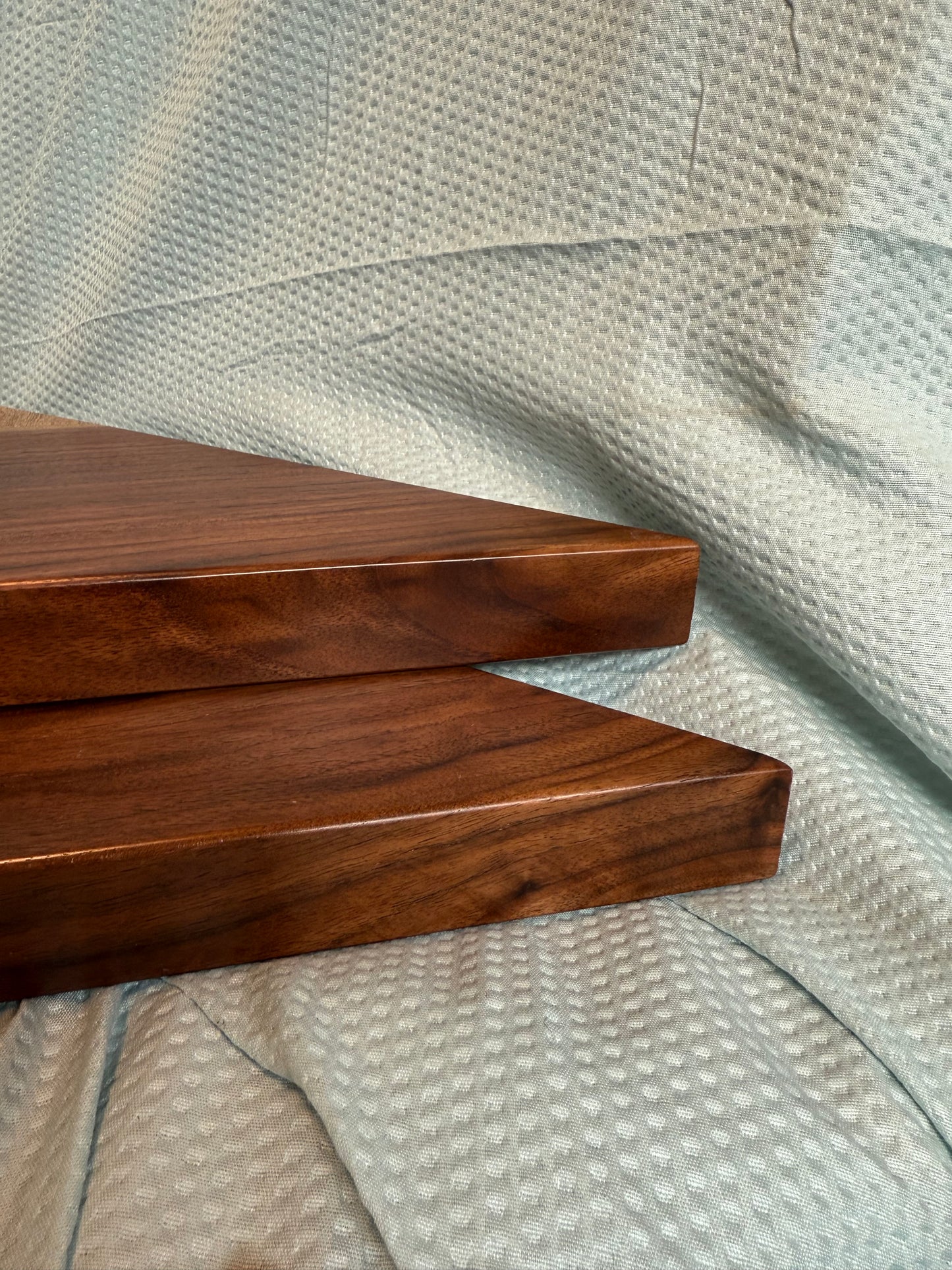 Set of 2 walnut shelves