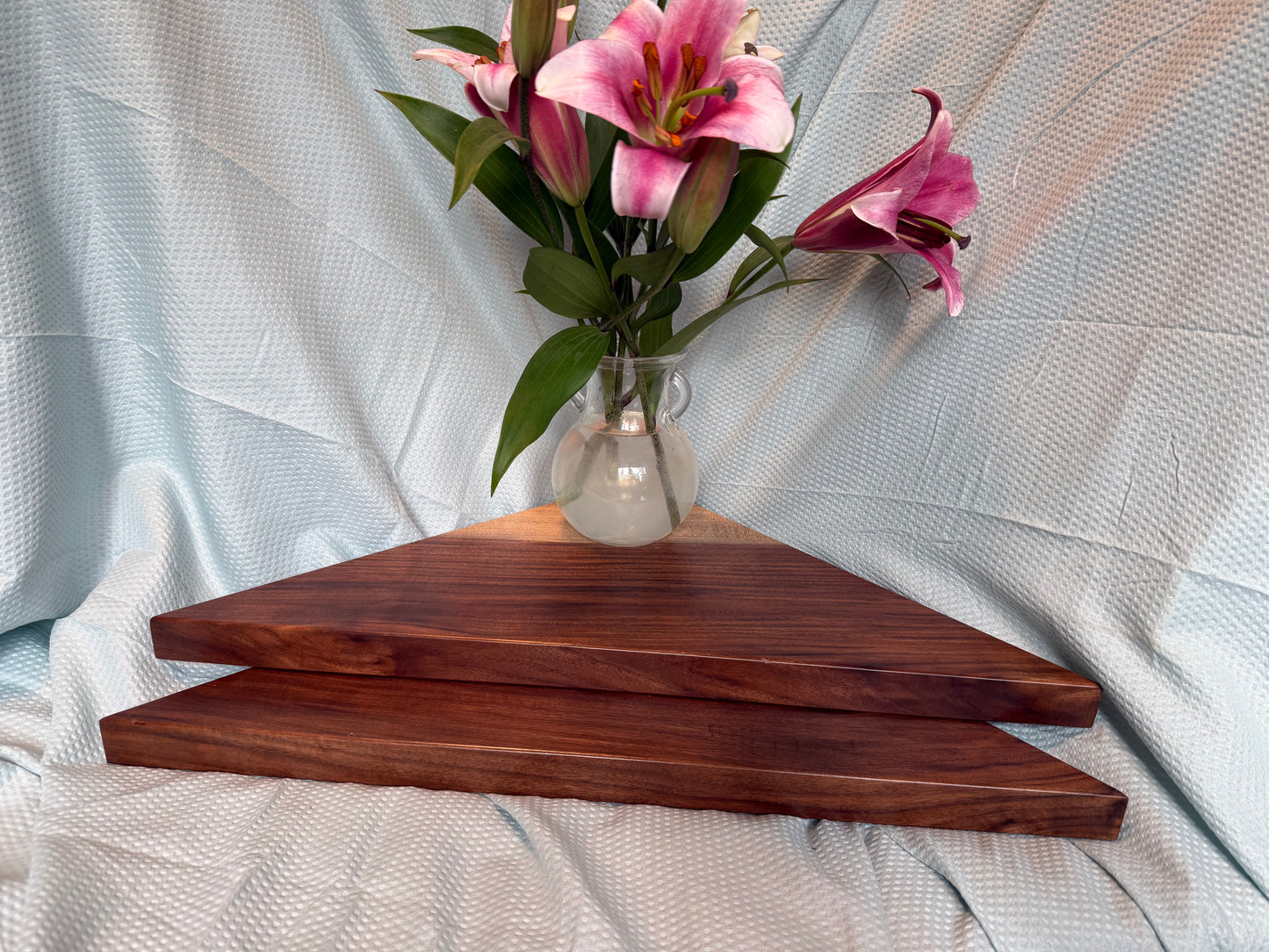 Set of 2 walnut shelves