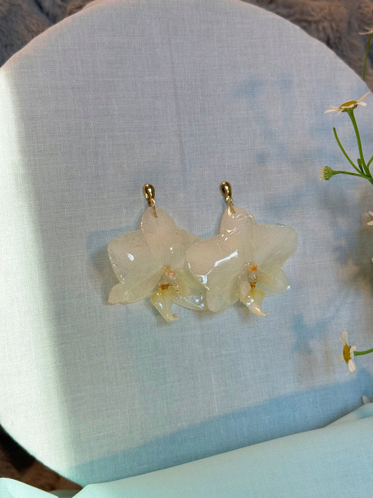 White orchid earrings